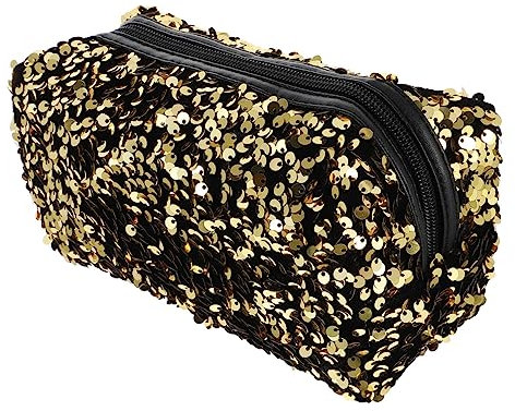 MERRYHAPY Kosmetiktasche Mit Pailletten Quadratische Damen-Tasche Tragbar Für Reisen Aufbewahrungstasche Mit Großem Fassungsvermögen Als Kulturbeutel Und Make-up-Organizer