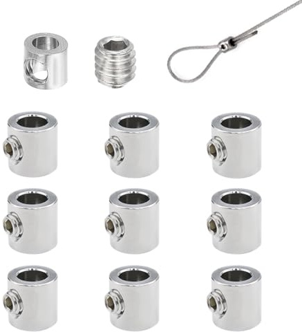 Lot de 10 colliers de serrage réutilisables pour câble métallique avec vis, boucles réglables en acier pour câble métallique de 1 à 1,5 mm – Type B