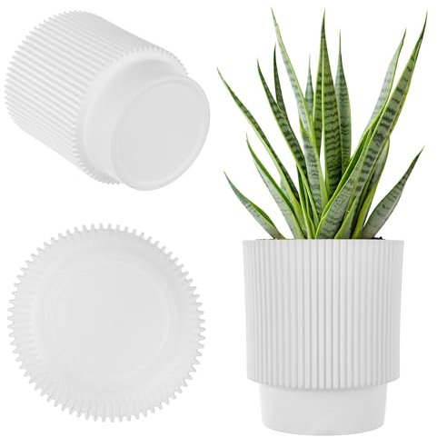 KADAX Pot de fleurs décoratif en plastique, rond, pour l'intérieur et l'extérieur, pot moderne pour plantes d'intérieur, blanc, 14 cm