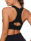 Sykooria Damen Sport BH Gepolstert Bustier Damen BH ohne Buegel Racerback Push up BH mit Farbverlauf Sport Top für Yoga Fitness, 341-Schwarz, M
