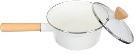 Ciieeo Emaille Milchtopf mit Ergonomischem Design und Glassdeckel Weißer Küchenkochtopf für Herdarten Leicht zu Reinigen für Küche und Hotels