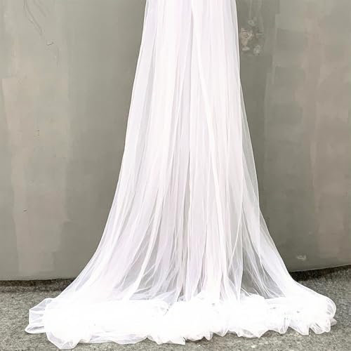 Anevous 10m x 150cm Tüllstoff zum Nähen, Soft Tüll Stoffe Meterware, Netzstoff Dekostoff zum Dekorieren, Tülldekostoff Drapierstoff für Hochzeit Vorhänge Kleid Tüllrock Torbogen Zeremonie Deko,Weiß