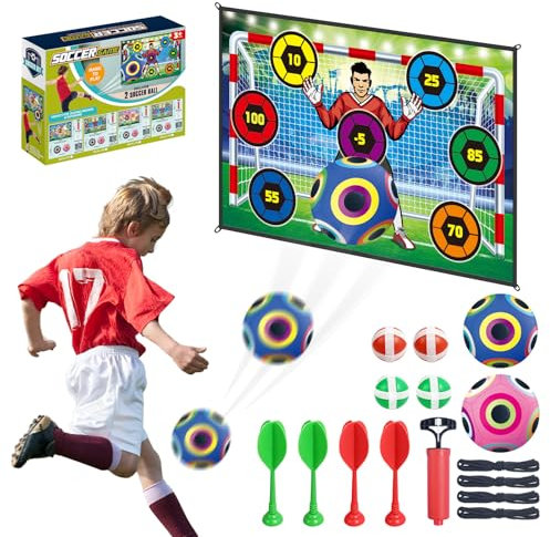 RedCrab Toy Football Game Set for Boys and Girls,Toddler Football Ball Outdoor Indoor Backyard with 2 Footballs, Foldable Flannel Goals, Soccer Toys Gift for 3-5 6-8 8-12 Birthday Christmas