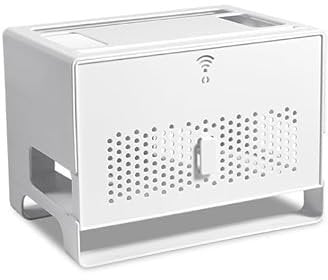 Aufbewahrungsbox für Kabel WiFi-Router-Aufbewahrungsbox, Modem-Router-Abdeckung, Kunststoffregal, Steckdosenleiste, Kabelmanagement, Hider-Rack, Büro-Desktop-Organizer-Ständer Kabelbox(Weiß)