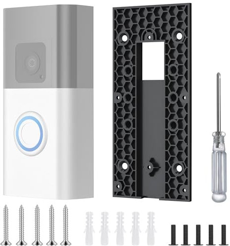 No-Drill Ring Doorbell Mount No Drill Charger Doorbell Mount Ring Doorbell Pro for Video Doorbell 3/3 Plus/4/Plus/Pro Ring Doorbell Accessories for Apartment Home Office