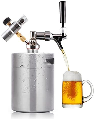 ZRHYRG Heimbrausystem Mini-Fass unter Druck stehendes Bierfass-System, Verstellbarer Bierhahn, Wasserhahn-Ladegerät, Brauen Heimbrau-Sets(2L)