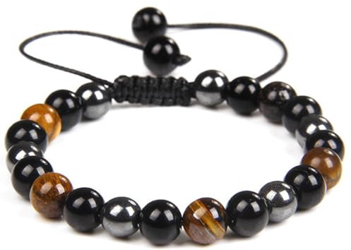 JEYORZY Beaded Bracelets,Tiger's Eye Bracelet in Real Natural, Energy Bracelets for Men and Women Bracelet Beads Mala Elastic 8 mm, Stone, Stone