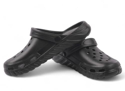 CHILLIFE Zuecos Sanitarios Mujer, Zapatos de Trabajo, Hospital, Jardín, Cocina, Playa, Ligeros, Eva, Fabricado en Portugal (Negro, Sistema Tallas Calzado EU, Adulto, Números, Mediano, 37)