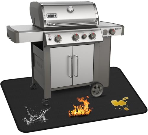 GRIBUDDY Große 190,5 x 101,6 cm Untergrillmatten für Outdoor-Grill, doppelseitig, feuerfest, Terrasse, Schutzmatte, wasserdicht, öldicht, Grillboden-Pad, Innen-Feuerstelle, Kaminmatte