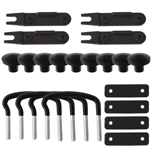 4 PC Roof Boot Clips U Bracket Car Van Mounting Kit, Roof Box U-Bolts Clamps Stainless Steel Fits With 8 Heavy Duty Lock Nuts, Metal Fixing Strip Quick Release Bandage Accessory Bag Luggage Roof