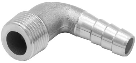 Conector de tubo adaptador de codo de acero inoxidable de 90 grados, 20 mm de púas x 1 pulgada macho