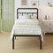 Lutown-Teen Black Single Bed Frame 3ft with Curved Headboard, Heavy Duty Single Metal Bed Frame 46 cm High with Steel Slat Support, Underbed Storage, Easy Assembly, Noise Free