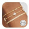 Finrezio 3 Stück Armband Damen Gold 14 Karat Vergoldet Stapelarmbänder Sterling Silber 925 Armbänder Cubic Zirkonia Armbänder Verstellbare Armband Set Gold Schmuck für Damen