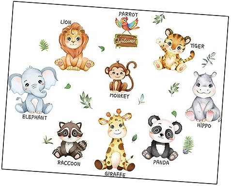 Toddmomy 1Satz Tieraufkleber für Kinderzimmer Selbstklebende Cartoon Wandaufkleber Dschungeltiere zur Kreativen Wanddekoration für Kindergarten Schlafzimmer Anzubringen