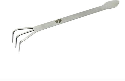 CQEAZ Spatule de jardinage à 3 dents en acier inoxydable pour ameublir les racines du sol, bonsaï, outil avec poignée ergonomique