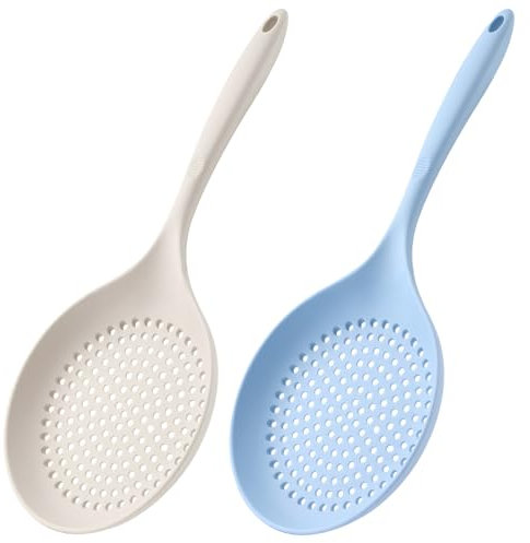2 espumadores ranurados de silicona grandes, cucharas de cocina resistentes al calor para ollas calientes y freír