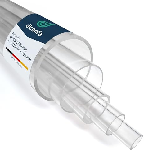 diconfa Tube en verre acrylique - plastique transparent - Ø 5 à 500mm - LONGUEUR à 2000mm - SÉLECTION : Diamètre 32 x 24 mm, Longueur 1650 mm - incolore décoration salon éclairage meubles