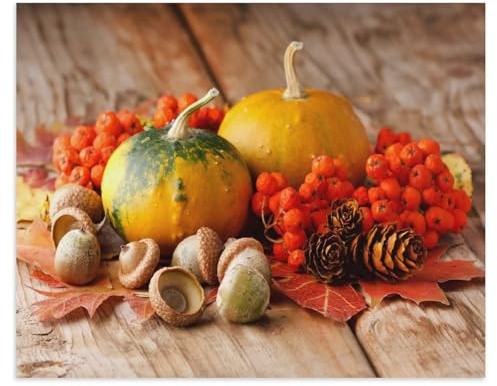 Jigsaw Puzzles 1000 Piece Challenge Toy for Adults，Harvested Pumpkins with Autumn Leaves and Nuts，Jigsaw Puzzles 1000 Pieces Educational Game Home Decoration（75x50cm）-X39