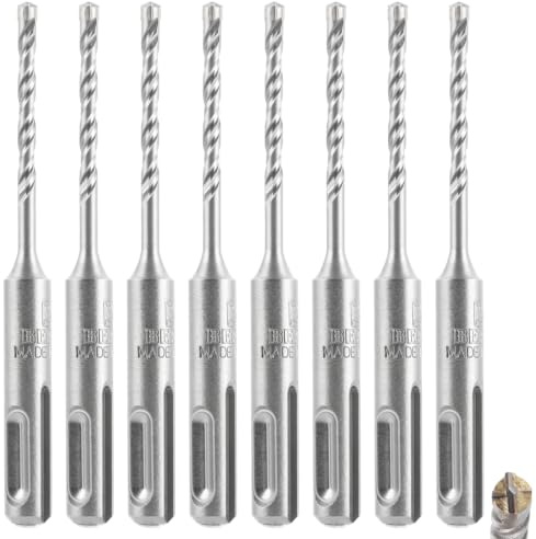 YOUNTHYE 8er Set SDS Plus Bohrer 4x110mm, Kreuzschneide Betonbohrer für Mauerwerk & Stein, Hartmetall Steinbohrer 4mm
