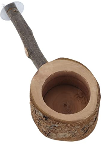 Qudinip Support en Bois pour Perroquets, Bol Alimentaire, Sûr, Non Toxique, Durable pour Cage à Oiseaux, Accessoires en Bois de Pommier