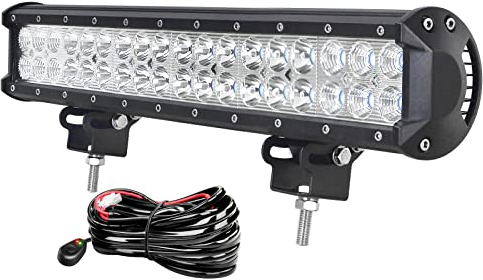 AUXTINGS 20 Zoll 126W zweireihige LED-Lichtleiste Spot Scheinwerfer Nebelscheinwerfer Flutlichtscheinwerfer 6000K Wasserdichtes IP67-Arbeitslicht 12V mit Kabelbaum-Kit