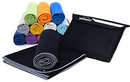 gipfelsport Mikrofaser Handtuch - Microfaser Handtücher Set, Strandtuch, Badetuch I groß, schnelltrocknend I für Sport, Beach, Reise, Outdoor, Camping I leicht, dünn, klein I 200x90cm I Schwarz