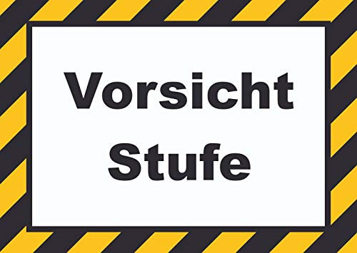 HB-Druck Vorsicht Stufe Schild A5 Rückseite selbstklebend