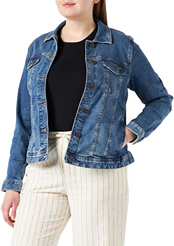 TOM TAILOR Damen Plussize Jeansjacke im Washed-Look, 48 EU,10110 - Blue Denim