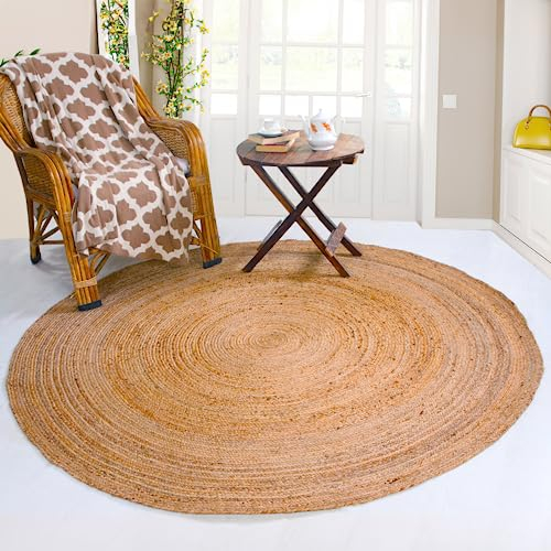 Second Nature Online Dhaka Extra großer geflochtener runder Teppich handgewebt mit natürlicher indischer Jute 180cm Durchmesser