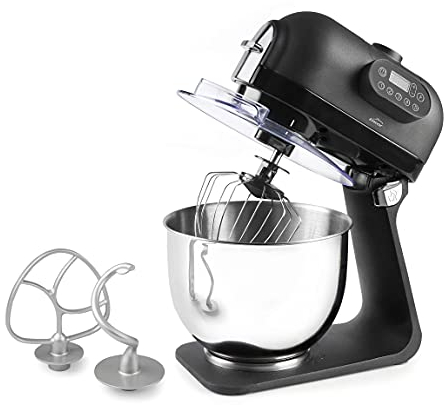 Lacor - 69583 - Batidora Eléctrica Delicy, Amasadora de Pan, Robot de Cocina Amasador, 5 Velocidades, Panel de Control Manual, Acero Inoxidable, 1000W, 5 L, Negro