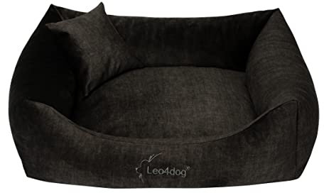Leo4dog Sofa Vogue 5 Größen, 5 Farben. Hundebett, Hundekissen, Hundesofa,Hundekorb. (M - 80x60, Holzkohle)