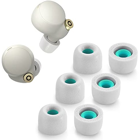 Memory Foam Tips for Sony WF-1000XM4, Anti-Slip Replacement Ear Tips for Sony True Wireless Earphones,Fit in The Charging Case, Perfect Noise Cancellation, 3 Pairs (Medium, Gray)