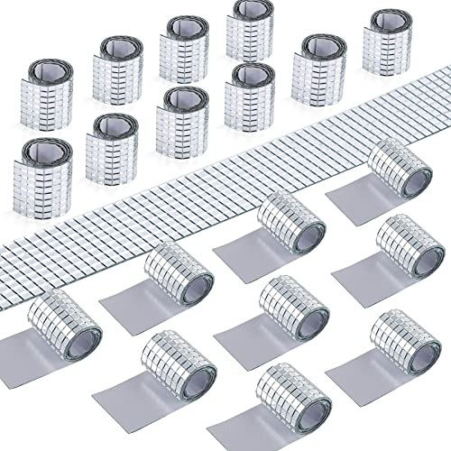 PP OPOUNT 9440 fogli autoadesivi per mosaico a specchio, 5 x 5 mm, in vetro quadrato, per decorazioni fai da te, decorazioni per interni, biglietti e scrapbooking