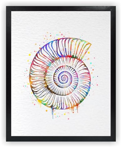 Dignovel Studios DN671 Wand-Poster, ungerahmt, spiralförmig, Nautilus Ozean, Meeresschnecke, peridisches Muster, Natur, Frieden, Liebe, Glückssymbol, Aquarell, Kunstdruck, Heimbüro, 20,3 x 25,4 cm