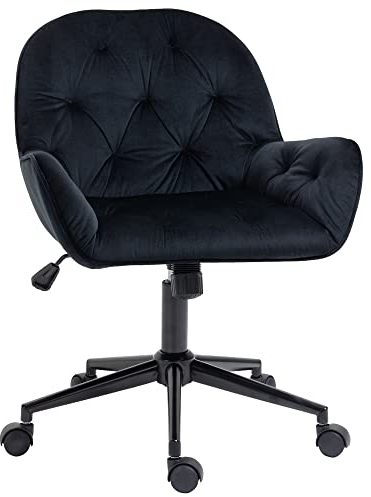 Vinsetto Bürostuhl Drehstuhl Bürosessel höhenverstellbarer Chefsessel Stuhl Schreibtischstuhl Sessel Büro samtartiges Polyester Schwarz 60 x 61 x 81-91 cm