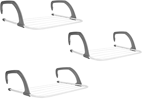 Rainberg 5 Bar Radiator Clothes Airer Rack, Foldable Airer with Adjustable Arms, Laundry Dryers Clothes, Hanging Drying Rack (Pack of 3)