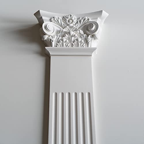 Pilastre décorative de style corinthien, Pilier colonne romaine, grecque, polyuréthane rigide (mieux que le polystyrène). Hauteur totale : 254 cm