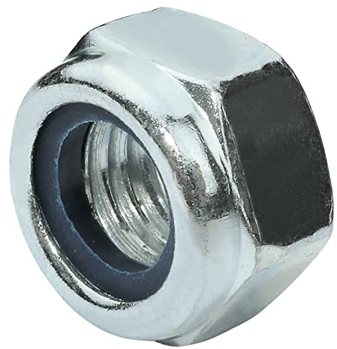 AERZETIX - C58262 - Set di 10 dadi esagonali di bloccaggio M12 - dadi autobloccanti con anello in nylon - filettatura metrica - in acciaio zincato - colore argento