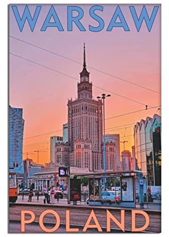 EWPLOREWASP Warschau Vintage Reiseposter Leinwand Kunst Poster Geschenk Wanddekoration Malerei Poster Dekorative Poster