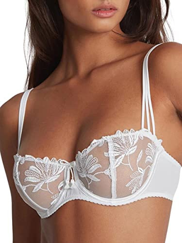 Aubade Women's Lovessence Half Cup Bra Balconette, Semi-Sheer, White (Blanc), 36F