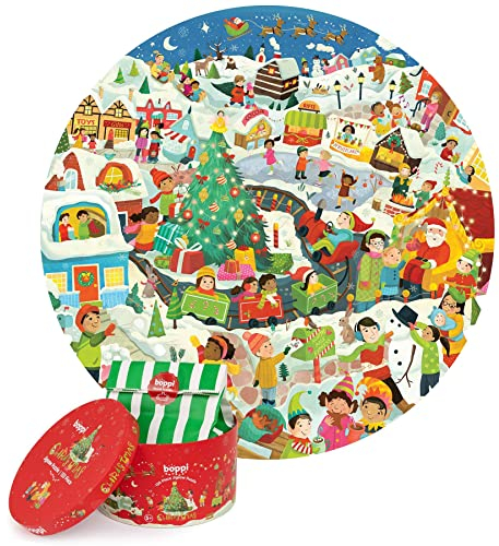 Boppi puzzles for Kids Age 5+, 150 Piece Round Circle Christmas Jigsaw Puzzles Made with 100% Recycled Card – Christmas
