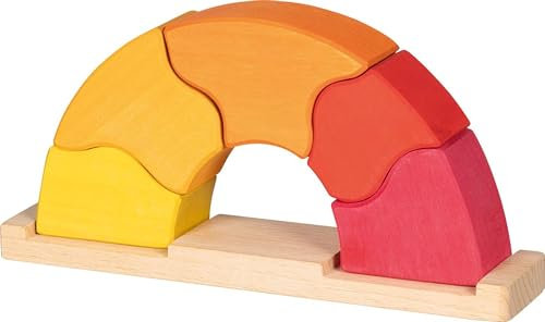 goki 58372 - Puzzle Sonnenaufgang - aus hochwertigem Ahornholz - goki Evolution - Bunte Farben auf Wasserbasis - Montessori-Spielzeug - Made in EU