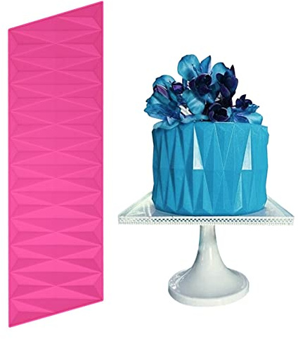Torten Schablonen Diamant Kuchen Dekoration Schablonen Rechteckige Strukturmatte Tortenschablonen Silikon Prägematte Fondant Schokolade Cookie Schablonen für DIY Kuchen Tortendeko Kekse Dessert