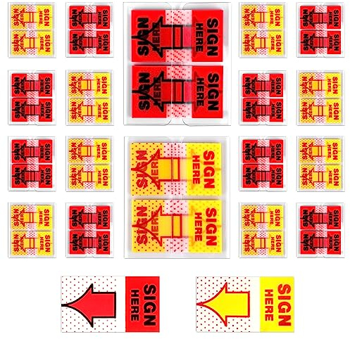 1600 Stück/32 Packungen pfeil tabs, Sign Here Tabs Gelbe und Rote Tabs Sign Here Aufkleber mit Pfeil selbstklebende Sign Here Tabs für Notebook, Büro, Schule, Notizbuch