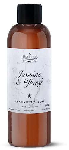 Reed Diffuser Oil Refill, Luxury Oil Diffusers, Aromatherapy Diffuser Oils Fragrance, Perfect for Reed Diffusers for Home - Jasmine & Ylang Ylang (100 ml)