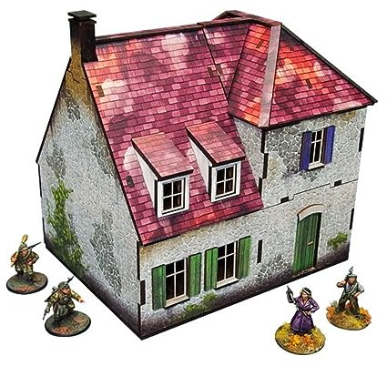 WW2 Normandy Farmhouse PREPAINTED [28mm/1:56] - Miniaturhaus für Militär-Enthusiasten & Historik-Interessierte, Alter: Ab 10 Jahren, Unisex
