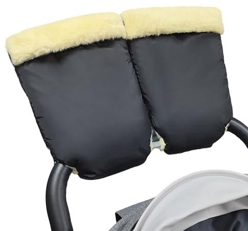 Kinderwagen Handwärmer,Handschuhe Kinderwagen mit warme Fleece und Baumwolle Innenseite,Wasserdicht Winddicht Handmuff Kinderwagen,Universalgröße für Buggy,Rollator,Radanhänger,Schwarz