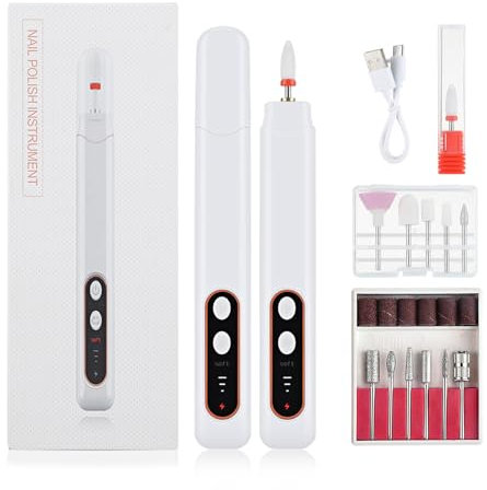Electric Nail Files, Professional Electric Nail Drill for Gel Acrylic Nails, 15000RPM Adjustable Speed Manicure Pedicure Set with 12 Drill Bits for Beginner Girl Women Mum