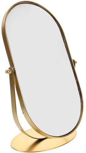 Kichvoe Miroir De Coiffeuse Vintage Miroir De Maquillage De Bureau Cadre en Métal Doré Petits Miroirs sur Pied Rotation Réglable pour Table Bureau Chambre À Coucher Salle De Bain