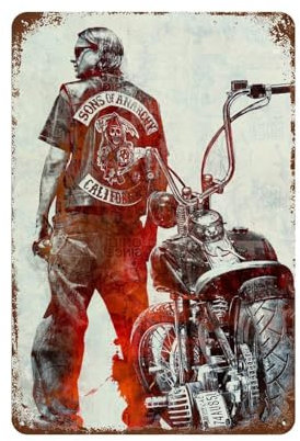 HAMAQAA Sons of Anarchy Wanddekoration, Kunst, Metallblechposter, moderne Heimdekoration, Kunst, Metallposter, Zuhause, Bar, Laden, Dekorationen, Vintage-Schild, Geschenk, 30 x 20 cm